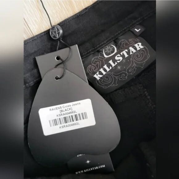 Ravens Cross black skinny jeans from Killstar LARGE buttons with cross pattern - Picture 5 of 5